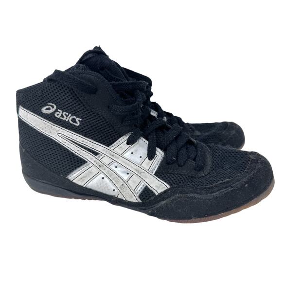 Asics‎ Matflex Wrestling Shoes Youth Size 4 Black Mesh Round Toe Lace Up C921Y - Picture 1 of 9